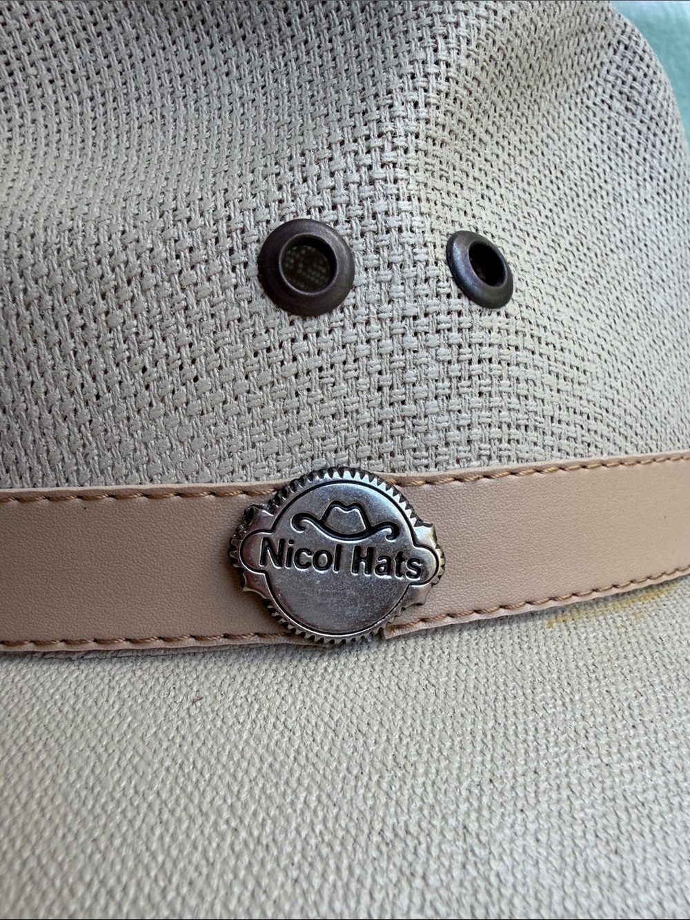 Beige Panama Style Fedora Hat with Tan Band size XL Nicol Hats - Picture 2 of 6